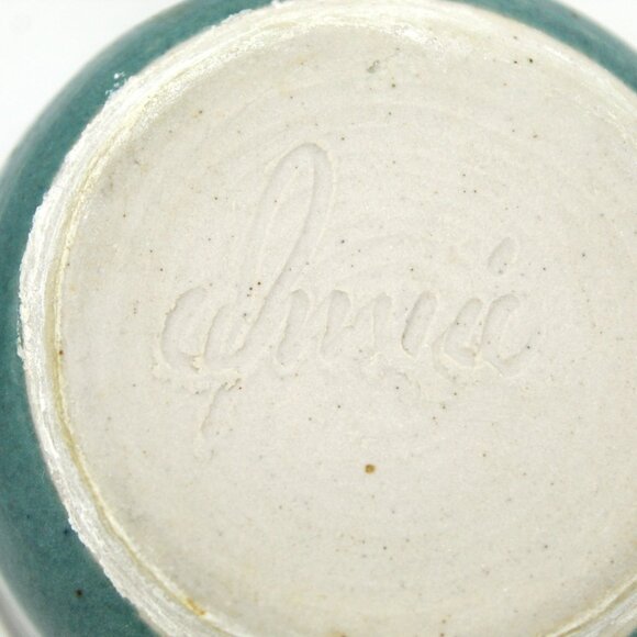 GLAZED CERAMIC POTTERY SPONGE HOLDER HANDMADE BLUE OCEAN COLORS ARTIST SIGNED - Picture 6 of 6